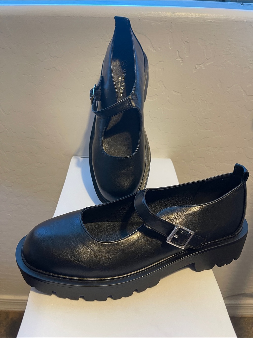 Black Mary Jane Loafers with Chunky Sole - Women's